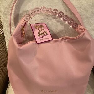 Juicy Couture NWT Blush Pink Crossbody Bag With Cute Pink Acrylic Bauble Handle